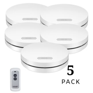 slimline photoelectric smoke alarm 5 pack with remote