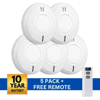 Value range photoelectric smoke alarm 5 pack with remote