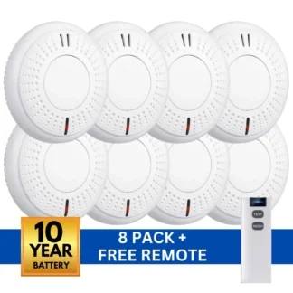 Value range photoelectric smoke alarm 8 pack with remote