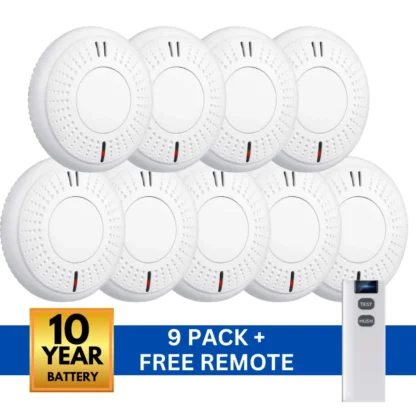 Value range photoelectric smoke alarm 9 pack with remote